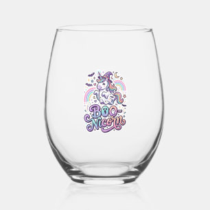 Verre À Vin Sans Pied Licorne Boo-licorne Vecteur Premium Conception Vec