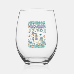 Verre À Vin Sans Pied Licorne Champignon Prairie Licorne T-Shirt Mode De