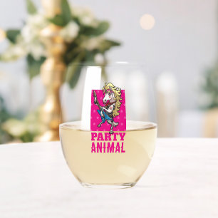 Verre À Vin Sans Pied Licorne Drôle Animale de Fête Glam Rocker Dessin A