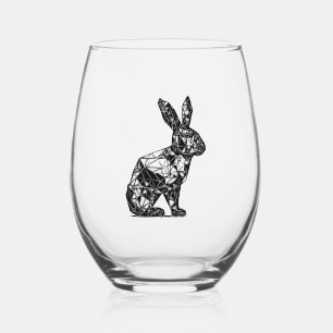 Verre À Vin Sans Pied Lignes géométriques Tête de lapin