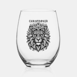 Verre À Vin Sans Pied Lion tribal Ajouter un nom