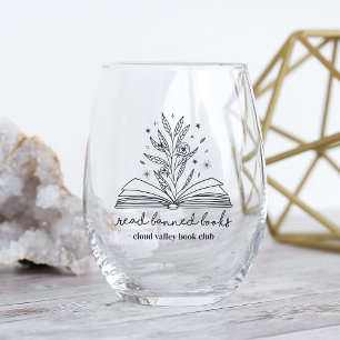 Verre À Vin Sans Pied Lire Livres Interdits Floraison Personnalisé