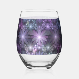 Verre À Vin Sans Pied Lit de fleurs tendance brillant art fractal abstra