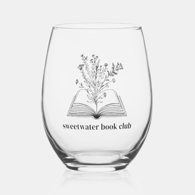 Verre À Vin Sans Pied Livre floral personnalisé (Recto)