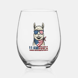 Verre À Vin Sans Pied Llamerica Lama Patriotique Design Vector Vintage_1
