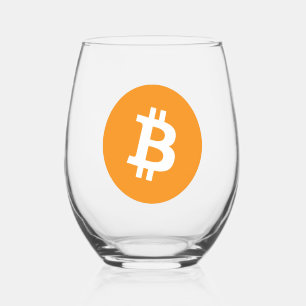 Verre À Vin Sans Pied Logo Bitcoin Cryptomonnaie