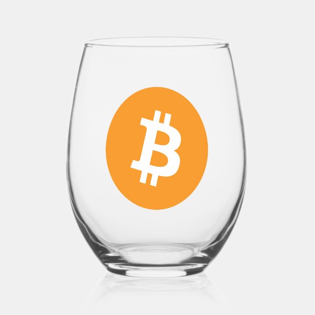 Verre À Vin Sans Pied Logo Bitcoin Cryptomonnaie (Recto)