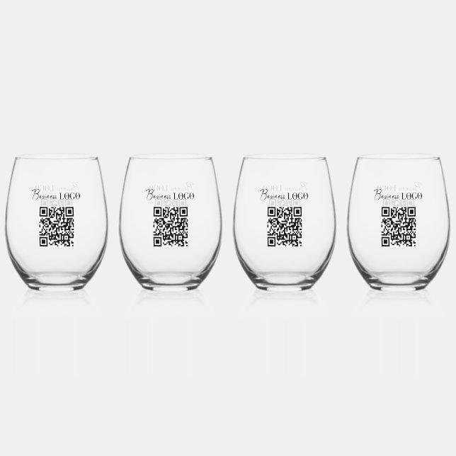 Verre À Vin Sans Pied Logo d'entreprise Code QR promotionnel de la socié (Recto)