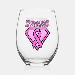 Verre À Vin Sans Pied Logo diamant de sensibilisation au cancer du sein
