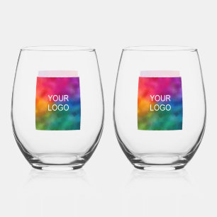 Verre À Vin Sans Pied Logo Modèle Moderne Personnalisé Élégant Jeu De 2
