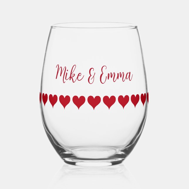 Verre À Vin Sans Pied Love Couple Red Heart Thème (Recto)