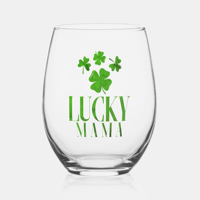 Verre à vin sans pied Lucky Mama – Joie de trèfle  (Recto)