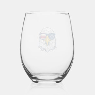Verre À Vin Sans Pied Lunettes de soleil aigle patriotique dessin vector
