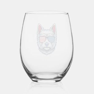 Verre À Vin Sans Pied Lunettes de soleil pour chien Westie patriotiques 