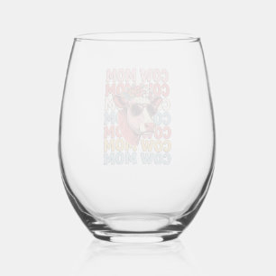 Verre À Vin Sans Pied Lunettes de soleil rétro Cow Mom gravure vintage D