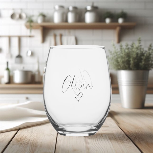 Verre À Vin Sans Pied Lunettes de vin pour fille personnalisées avec nom (Créateur téléchargé)