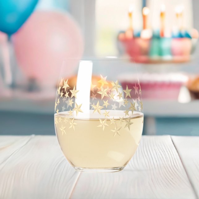 Verre À Vin Sans Pied Luxe Simple Gold Star Girly Motif sans couture (Insitu (Baby Shower))