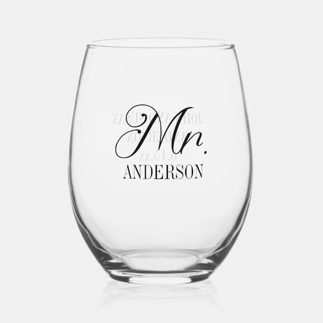Verre À Vin Sans Pied M. Bride Groom Mariage Réception Customisée (Recto)