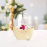 Verre À Vin Sans Pied Magenta Roses roses roses Bridesmaid Maid of Honor<br><div class="desc">Cet ensemble est le choix parfait pour remercier les demoiselles d'honneur et la bonne d'honneur de votre mariage. Le magnifique design chic boho comprend un ensemble de roses d'aquarelle peints à la main dans des tons rose chaud, magenta et rougissant, ainsi que des sprigs d'eucalyptus et de la verdure du...</div>