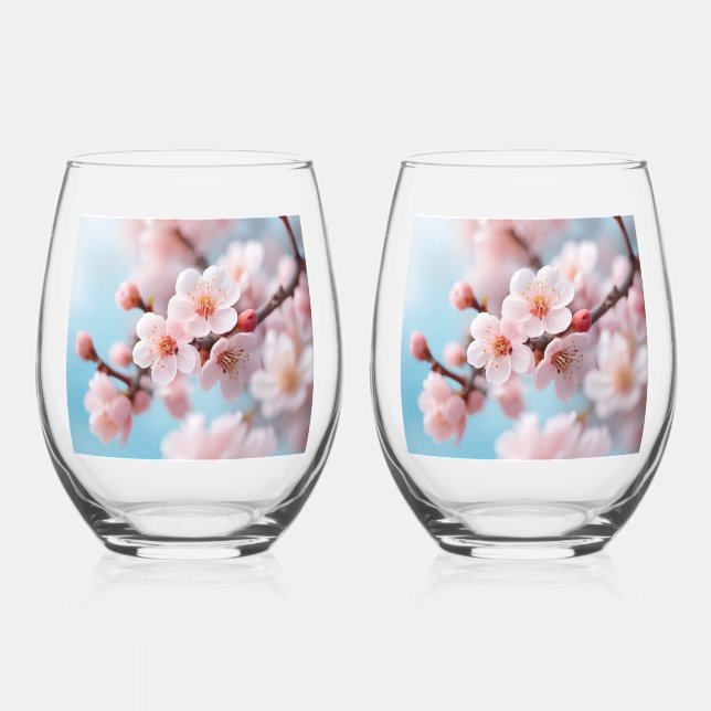 Verre À Vin Sans Pied Magie de Fleur Rose (Recto)