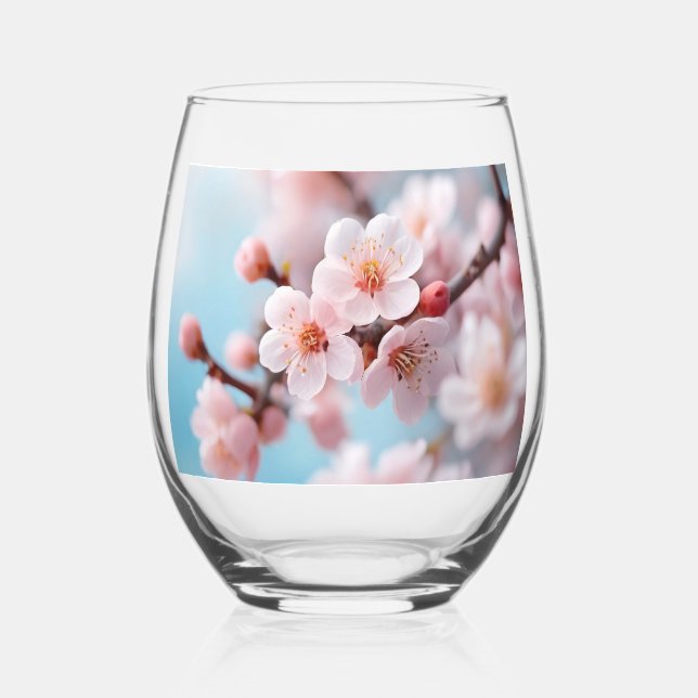 Verre À Vin Sans Pied Magie en fleurs roses (Recto)