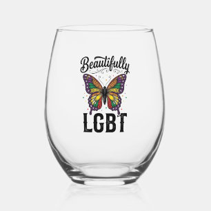 Verre À Vin Sans Pied Magnifique Chemise LGBT Papillon Vintage Fierté_1