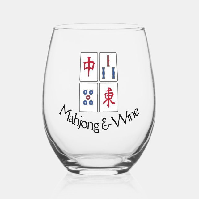 Verre À Vin Sans Pied Mahjong Design Verre sans pierre (Recto)