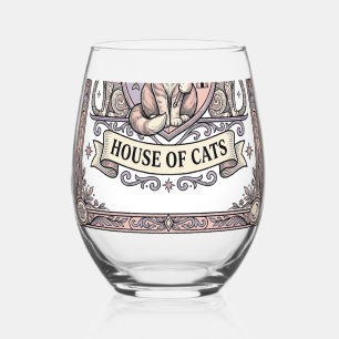 Verre À Vin Sans Pied Maison de chats Blason de chat Armoiries Vintage