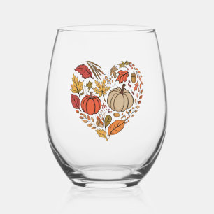 Verre À Vin Sans Pied Maison de cœur d'automne Cottagecore Cœur de citro
