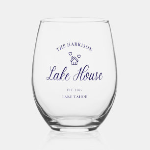 Verre À Vin Sans Pied Maison de lac familiale décoration côtière personn
