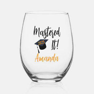 Verre À Vin Sans Pied Maîtrisé Verre, Cadeau de Remise des Diplômes, Pr