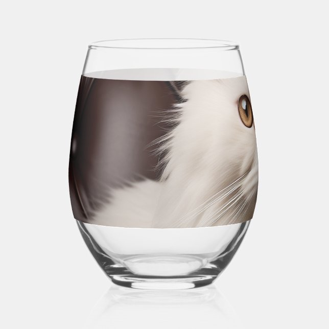 Verre À Vin Sans Pied Majestic white cat (Recto)