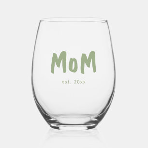 Verre À Vin Sans Pied Maman a établi une typographie vert sauge Nouvelle