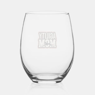 Verre À Vin Sans Pied Maman d'agilité Vintage silhouette de chien d'agil