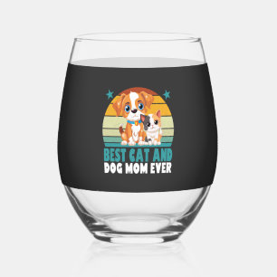 Verre À Vin Sans Pied Maman de chat de chien rétro Chat Mama Furmama chi