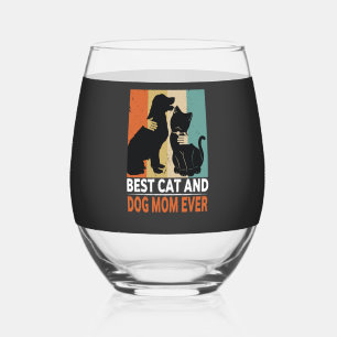 Verre À Vin Sans Pied Maman de chat de chien rétro Chat Mama Furmama chi