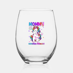 Verre À Vin Sans Pied Maman de la fille de la princesse d'anniversaire q