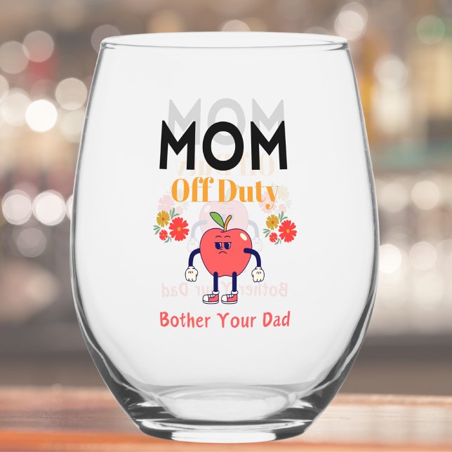Verre À Vin Sans Pied "Maman en service" Cadeau pour maman (Créateur téléchargé)