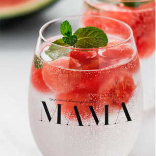 Verre À Vin Sans Pied Maman Lettering Chic Bohème & Floral
