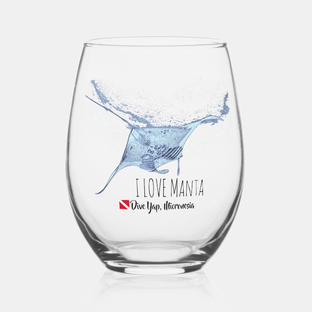 Verre À Vin Sans Pied Manta Ray Silhouette (Recto)