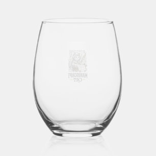 Verre À Vin Sans Pied Manuscrit Chat Chat Manuscrit Médiéval Vintage Vec