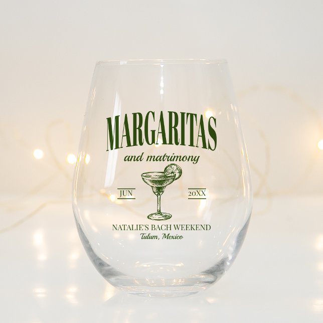 Verre À Vin Sans Pied Margaritas Et Mariage Bachelorette Personnalisée (Créateur téléchargé)