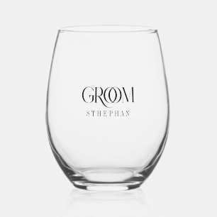 Verre À Vin Sans Pied Mari Élégant Typographie Grise