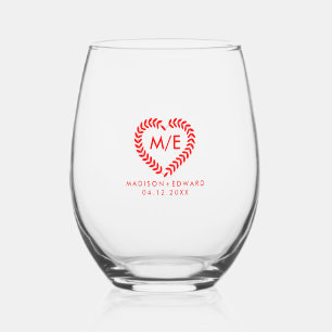 Verre À Vin Sans Pied Mariage de couronne de Red Laurel Heart