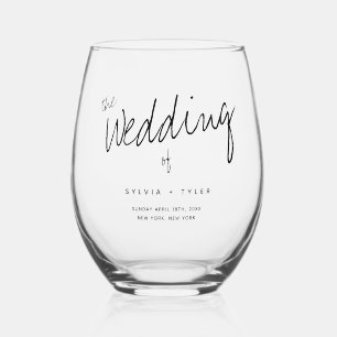 Verre À Vin Sans Pied Mariage de la typographie de Keepsaké Favoriser