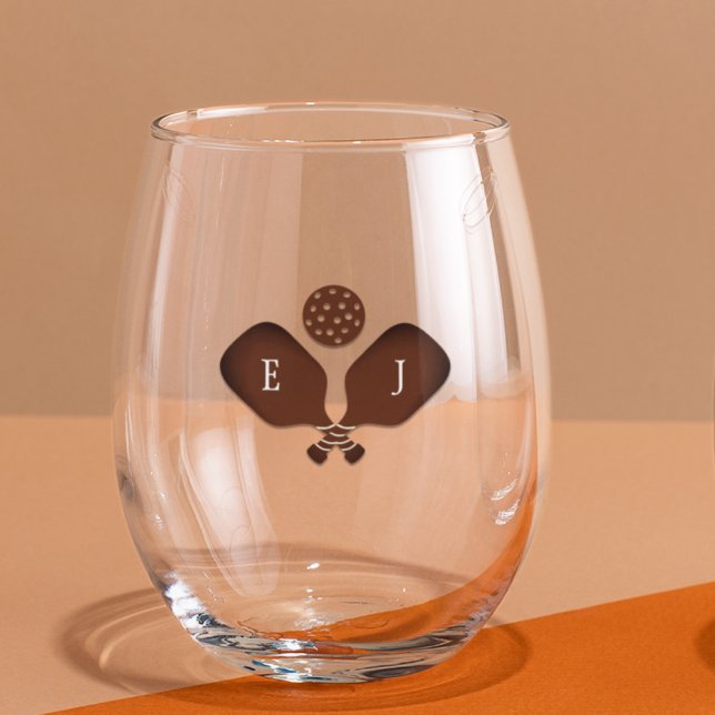 Verre À Vin Sans Pied Mariage de pickleball chic (Créateur téléchargé)