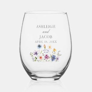 Verre À Vin Sans Pied Mariage de printemps élégant avec fleurs sauvages 