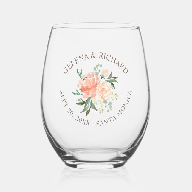 Verre À Vin Sans Pied Mariage de printemps floral (Recto)