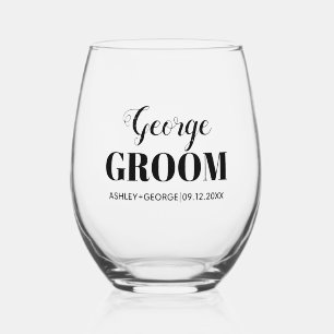 Verre À Vin Sans Pied Mariage de typographie noire
