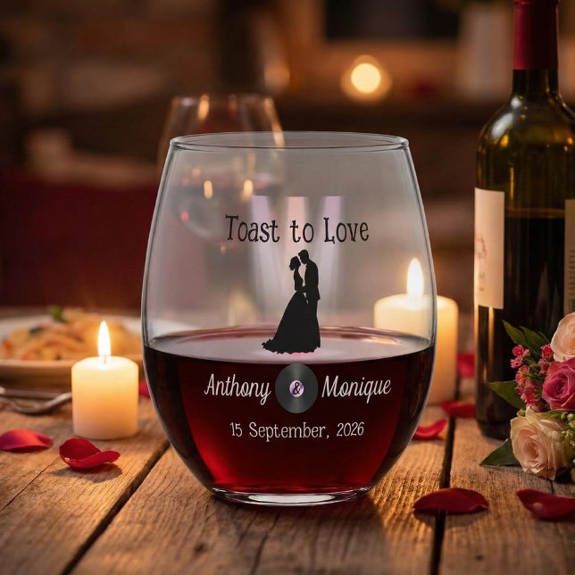 Verre À Vin Sans Pied Mariage Disco personnalisable (Créateur téléchargé)